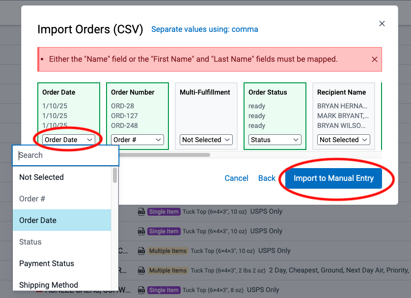 How to Import Orders with a CSV File